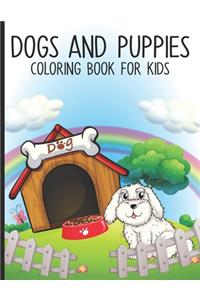 Dogs And Puppies Coloring Book For Kids