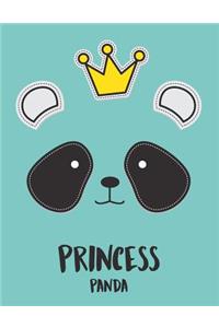 Princess panda: Princess panda on green cover and Lined pages, Extra large (8.5 x 11) inches, 110 pages, White paper