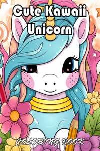 Cute Kawaii Unicorn Coloring Book