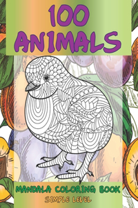 Mandala Coloring Book Simple Level - 100 Animals