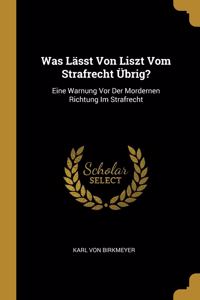 Was Lässt Von Liszt Vom Strafrecht Übrig?: Eine Warnung Vor Der Mordernen Richtung Im Strafrecht