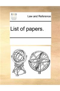 List of Papers.