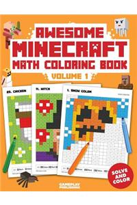 Awesome Minecraft Math Coloring Book: Pixelated Art for Kids