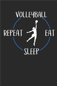 Volleyball Eat Sleep Repeat: Notizbuch A5 Kariert 108 Seiten Notizheft - Geschenk für Volleyballspieler