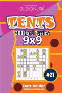 Sudoku Tents - 200 Hard Puzzles 9x9 (Volume 21)