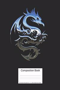 Composition Book 200 Sheets/400 Pages/8.5 X 11 In. Wide Ruled/ Silver Dragon