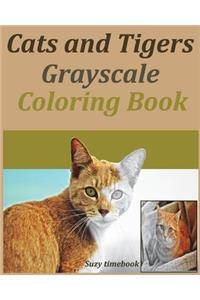 Cats And Tigers Grayscale Coloring Book