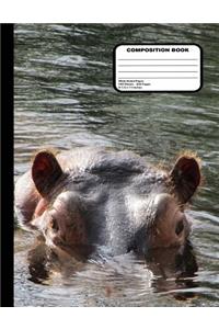 Hippopotamus Composition Notebook 200 Wide Ruled Pages 8 1/2