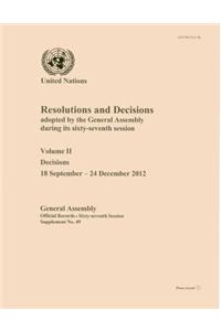 Resolutions and decisions adopted by the General Assembly during its sixty-seventh session
