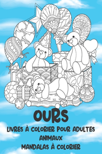 Livres à colorier pour adultes - Mandalas à colorier - Animaux - Ours