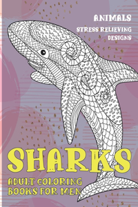 Adult Coloring Books for Men - Animals - Stress Relieving Designs - Sharks