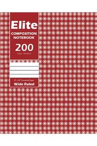 Elite Composition Notebook, Lined Wide Ruled 8 x 10 Inch, Large 100 Sheet, Red Cover