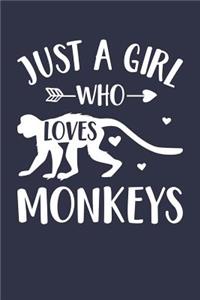 Just A Girl Who Loves Monkeys Notebook - Gift for Monkey Lovers - Monkey Journal