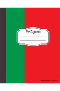 Portuguese Composition Notebook College Ruled: Writer's Notebook for Schools, Teachers, Offices, Students (8"x10") Portuguese Flag, Perfect Bound, 110 Pages