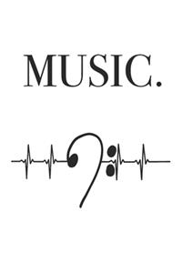 Musik Bass - Notenschlüssel Herzschläge Notenbuch, Notenlinien, Notizbuch, Notizblock, 120 Seiten, Souvenir Geschenk Buch, auch als Dekoration geeignet zum Geburtstag oder Weihnachten