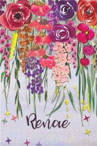 Renae: Personalized Lined Journal - Colorful Floral Waterfall (Customized Name Gifts)