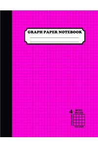 Graph Paper Notebook. Quad Ruled-4 Squares Per Inch: Grid Notebook/Graph Paper Composition/Grid Paper Journal 8.5x11 in. Pink