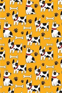 Journal Notebook Dogs and Bones Pattern On Orange