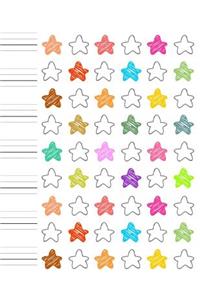 Handwriting: Practice Paper Notebook - With Descender Lines - For Cursive Script & Print Manuscript Alphabet - 8.5 X 11 - 100 Pages - Stars Cover