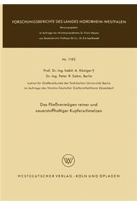 Das Fließvermögen Reiner Und Sauerstoffhaltiger Kupferschmelzen