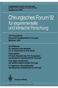 Chirurgisches Forum '92 Für Experimentelle Und Klinische Forschung