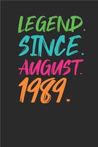 Legend Since August 1989: Blank Lined Notebook / Journal (6 X 9 -120 Pages) - 30th Birthday Gift Idea