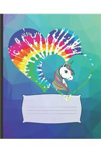 Pretty Cute Rainbow Heart Unicorn Lovers Blank Composition Notebook
