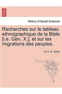 Recherches Sur Le Tableau Ethnographique de La Bible [I.E. Gen. X.], Et Sur Les Migrations Des Peuples.