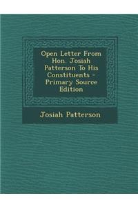 Open Letter from Hon. Josiah Patterson to His Constituents