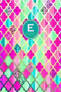 Initial E Monogram Journal - Dot Grid, Moroccan Pink Green: Soft Cover, Large 8.5 X 11