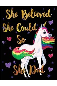 2020 Planner Unicorn She Believed She Could Gold
