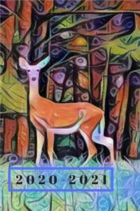 Retro Wildlife Art Cute Deer Dated Calendar Planner 2 years To-Do Lists, Tasks, Notes Appointments for Men & Women