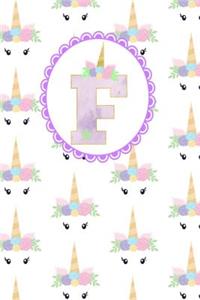 Unicorn Monogram Journal - Letter F