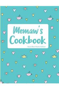 Memaw's Cookbook Aqua Blue Hearts Edition