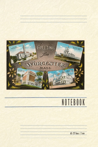 Vintage Lined Notebook Greetings from Worcester, Mass.