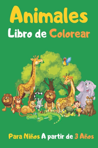 Animales Libro de Colorear Para Niños A partir de 3 Años