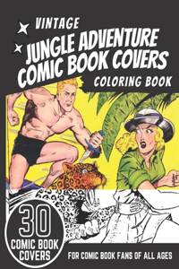 Vintage Jungle Adventure Comic Book Covers Coloring Book