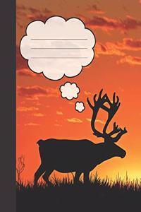 Cute Elk Silhouette Sunset Blank Composition Wide-ruled blank line School Notebook