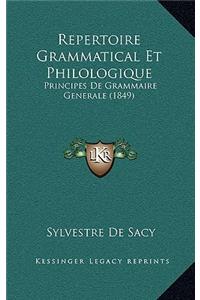 Repertoire Grammatical Et Philologique