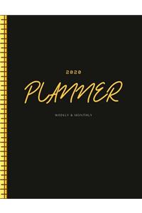 2020 Weekly Monthly Planner: 12-Month Planner (1 Jan 2020 - 31 Dec 2020), Contacts and Notes Sections, 8.5" x 11" - Yellow Ruler by Positive Vibe