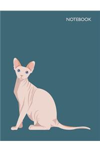 Notebook: Sphynx on green cover and Lined pages, Extra large (8.5 x 11) inches, 110 pages, White paper