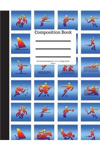 Composition Book 200 Sheet/400 Pages 8.5 X 11 In.-College Ruled Colorful Sports