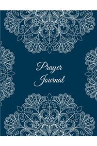 Prayer Journal: Blue Art Design, Bible Study Journal, Prayer Log, a Christian Notebook Large Print Bible 8.5