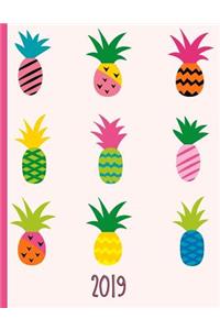 Multiple Colorful Tropical Pineapples