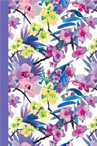 Journal: Watercolor Flowers (Purple and Yellow/Purple) 6x9 - Lined Journal - Writing Journal with Blank Lined Pages