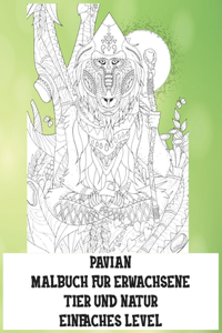 Malbuch für Erwachsene - Einfaches Level - Tier und Natur - Pavian