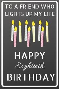 To a friend who lights up my life Happy Eightieth Birthday