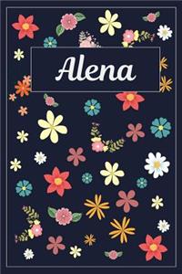 Alena: Lined Writing Notebook with Personalized Name 120 Pages 6x9 Flowers