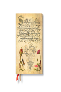 Paperblanks 2024 Flemish Rose Mira Botanica 12-Month Mini Day Planner Elastic Band Closure 416 Pg 80 GSM
