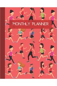 Monthly Planner: Running Jogging Cover 8x10" 120 Pages/60 Month Checklist Planning Undated Organizer & Journal - Christmas Gifts